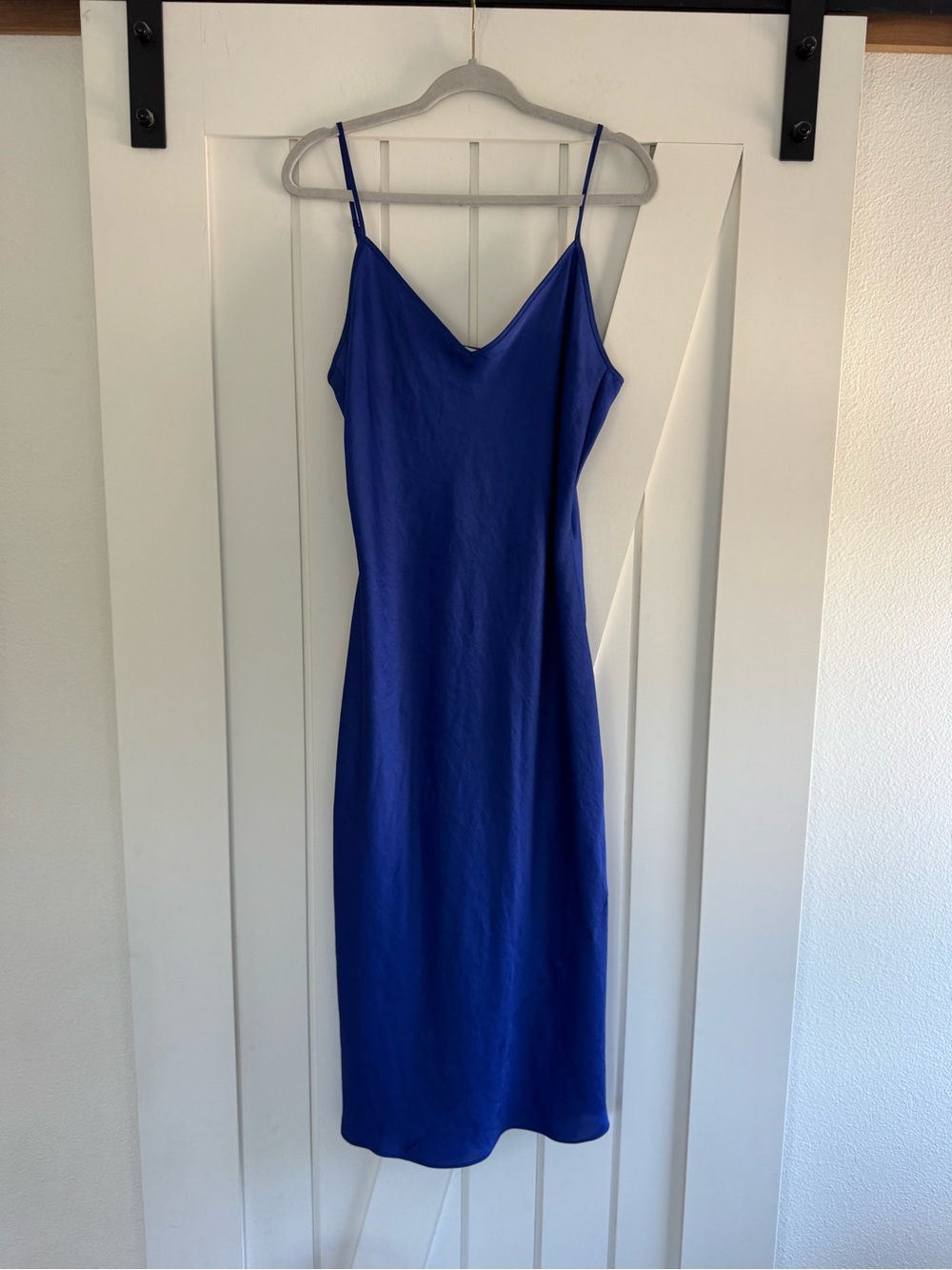 Wilfred satin slip dress w/ adjustable spaghetti straps & v-neck